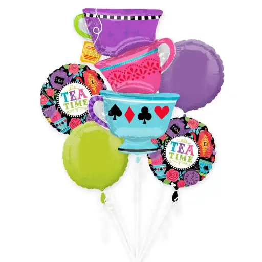 [34855] Mad Tea Party Balloon Bouquet 5pcs