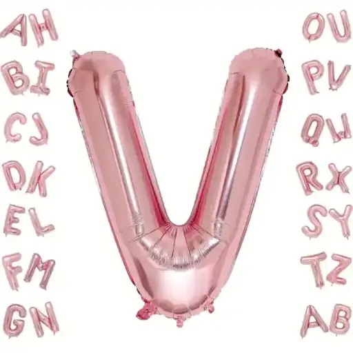 [25024] Rose Gold Letter V Foil Balloon 40