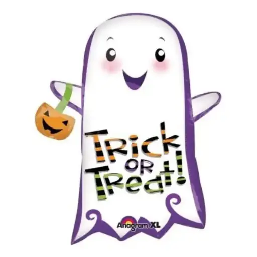 [2273401] Trick or Treat! Cute Ghost Pumpkin Halloween Balloon 28in