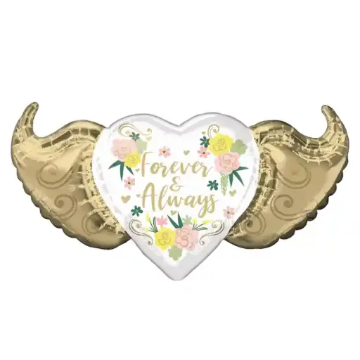 [4181701] Forever & Always Floral Winged Heart Balloon – 99x50cm