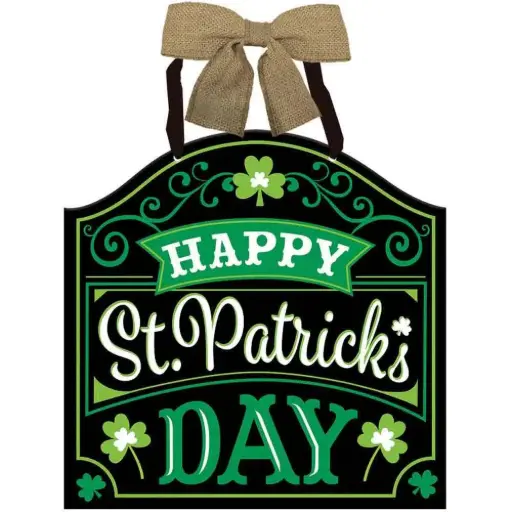 [00036006/241663] St Patricks Day Irish MDF Sign with Bow