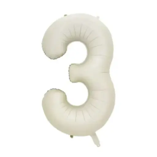 [00046177] White Foil Number Balloon 3 – 40 Inch