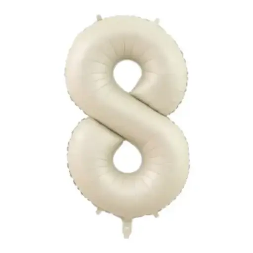 [00046187] White Foil Number Balloon 8 – 40 Inch