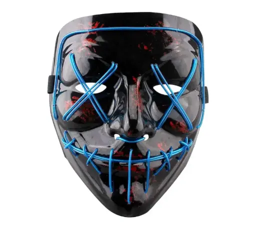[46494] LED Skull Vendetta Spooky Mask – Blue Light