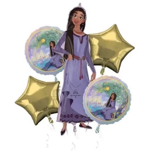 [4642001] Disney Wish Foil Balloon Bouquet, 5Pcs