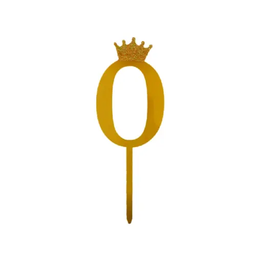 [100000000172/31144] Gold Crown Number Acrylic Cake Topper Small - 0