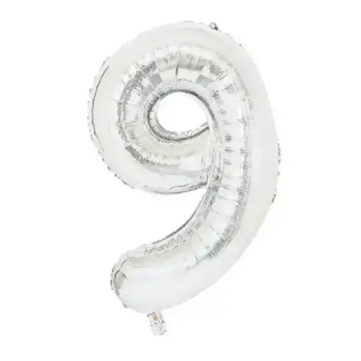 [100000004824/11076] Silver Foil Number Balloon 9 – 17 Inch