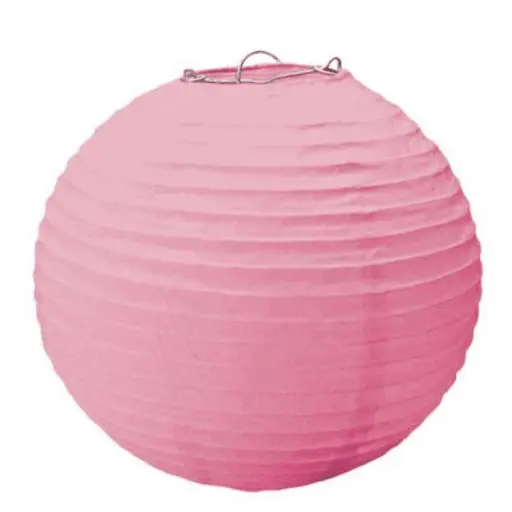 [12479] Round Paper Hanging Decorative Lantern 9.5in - Pink