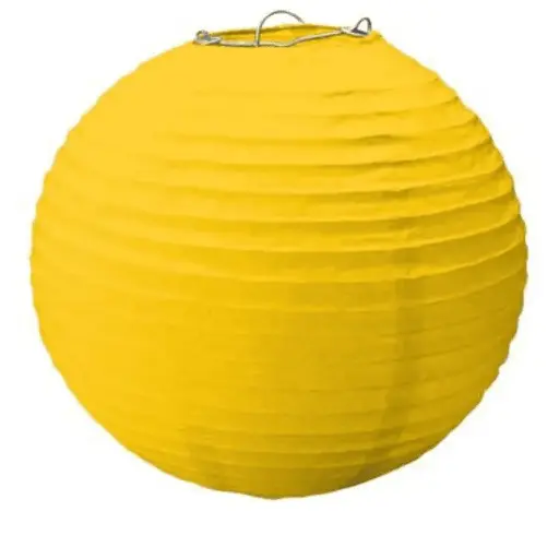 [12480] Round Paper Hanging Decorative Lantern 9.5in - Yellow