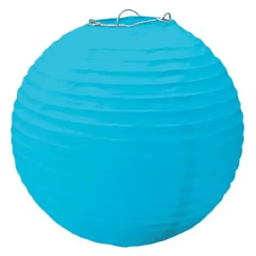 [12482] Round Paper Hanging Decorative Lantern 9.5in - Blue