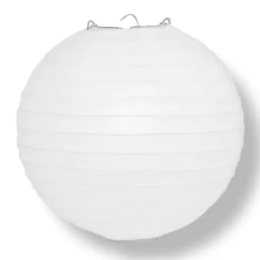 [12484] Round Ball Paper Hanging Decorative Lantern 9.5in - White 