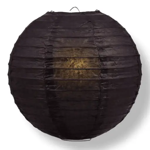 [12485] Round Paper Hanging Decorative Lantern 9.5in - Black