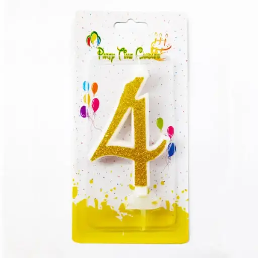[100000005578/12530] Gold Glitter Number 4 Birthday Candle
