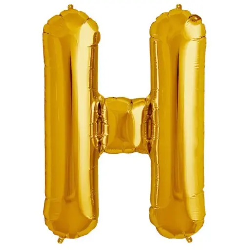 [100000005720/12872] Gold Letter H Foil Balloon 17 Inch