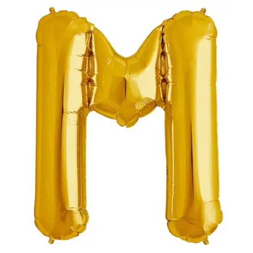 [100000005725/12877] Gold Letter M Foil Balloon 17 Inch