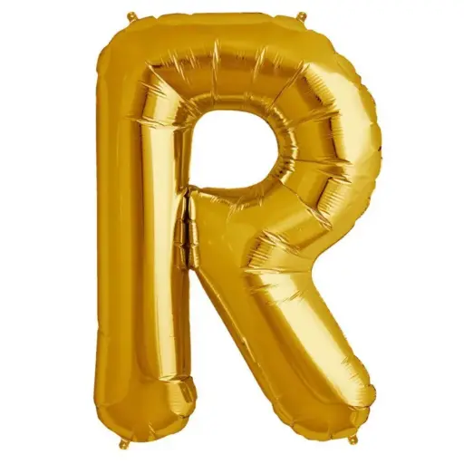 [100000005730/12882] Gold Letter R Foil Balloon 17 Inch