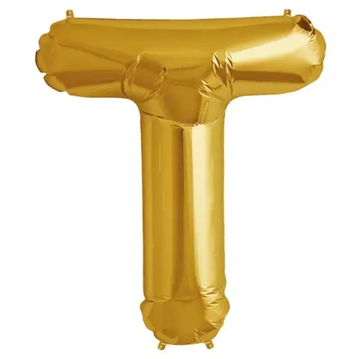 [100000005732/12884] Gold Letter T Foil Balloon 17 Inch