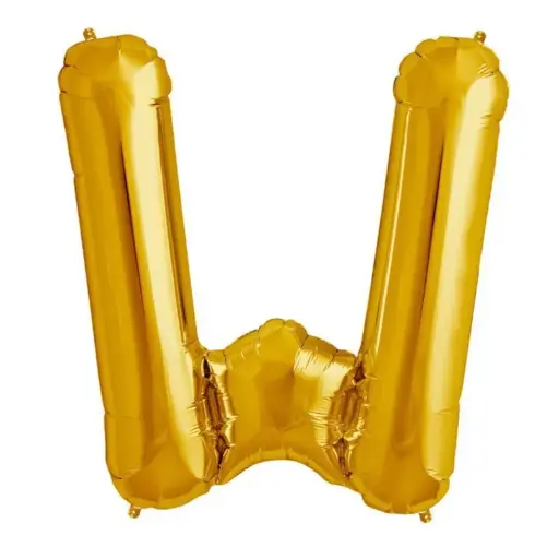 [100000005735/12887] Gold Letter W Foil Balloon 17 Inch
