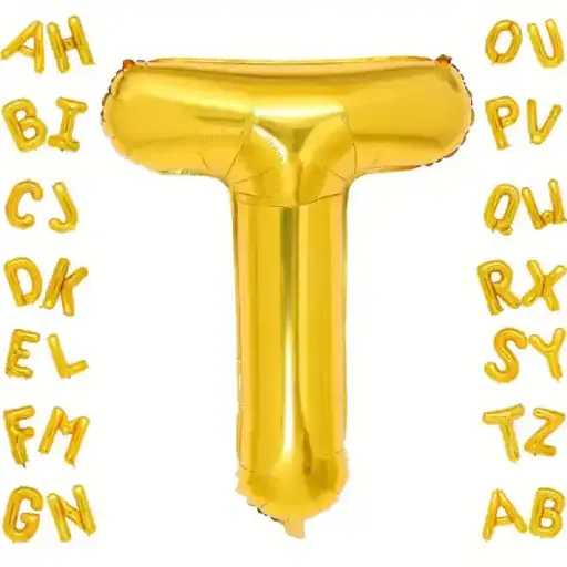 [100000006538/14489] Gold Letter T Foil Balloon 40 Inch