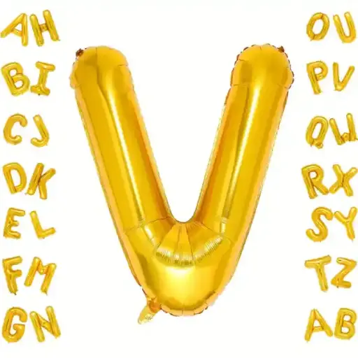 [100000006540/14491] Gold Letter V Foil Balloon 40 Inch