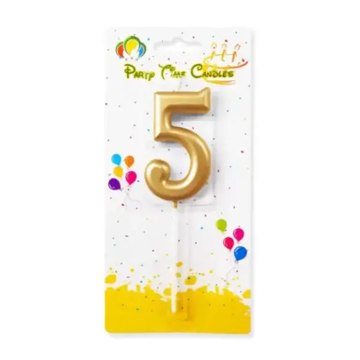 [100000010220/21869] Gold Number 5 Cake & Cupcake Candle - Small