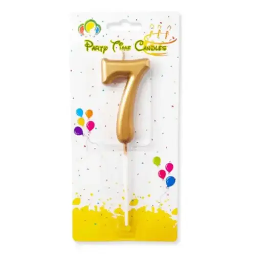 [100000010222/21871] Gold Number 7 Cake & Cupcake Candle - Small