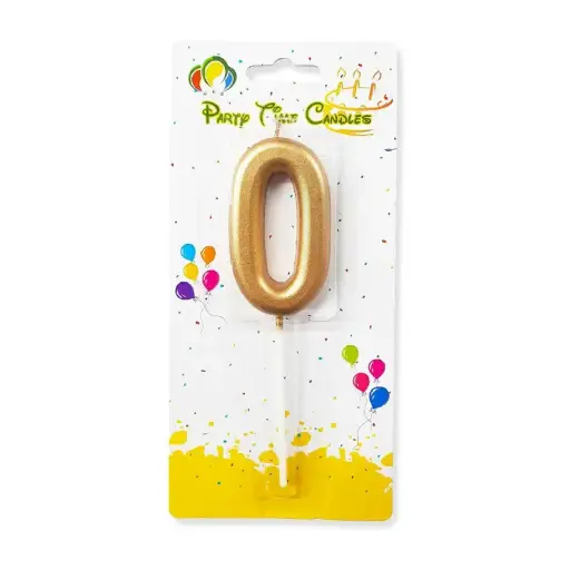 [100000010226/21875] Gold Number 0 Cake & Cupcake Candle - Small