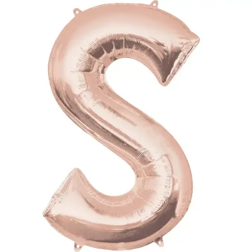 [100000010319/22068] Rose Gold Letter S Foil Balloon 17 Inch 
