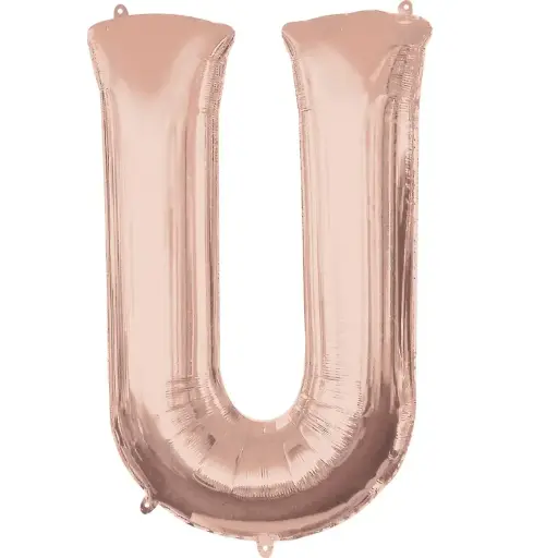 [100000010321/22070] Rose Gold Letter U Foil Balloon 17 Inch 