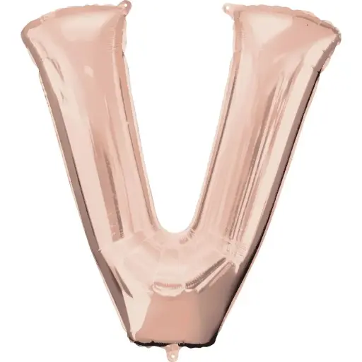 [100000010322/22071] Rose Gold Letter V Foil Balloon 17 Inch 