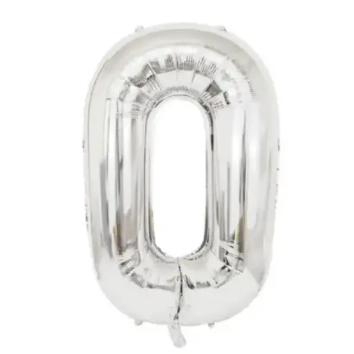 [100000011405 /24331] Silver Foil Number Balloon 0 – 40 Inch