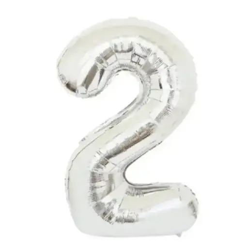 [100000011407 /24333] Silver Foil Number Balloon 2 – 40 Inch