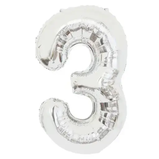 [100000011408/24334] Silver Foil Number Balloon 3 – 40 Inch