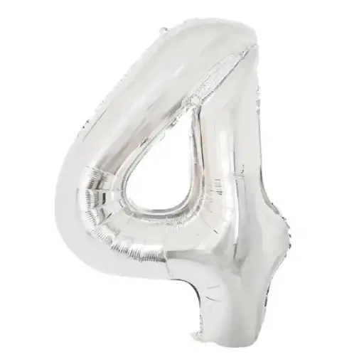 [100000011409/24335] Silver Foil Number Balloon 4 – 40 Inch