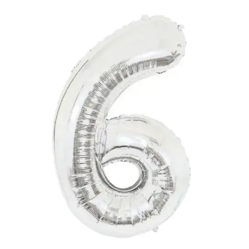 [100000011411 /24337] Silver Foil Number Balloon 6 – 40 Inch