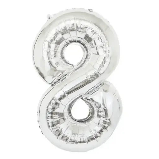[100000011413/24339] Silver Foil Number Balloon 8 – 40 Inch