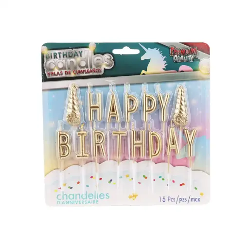 [100000011494/7476] Happy Bday Gold Candle