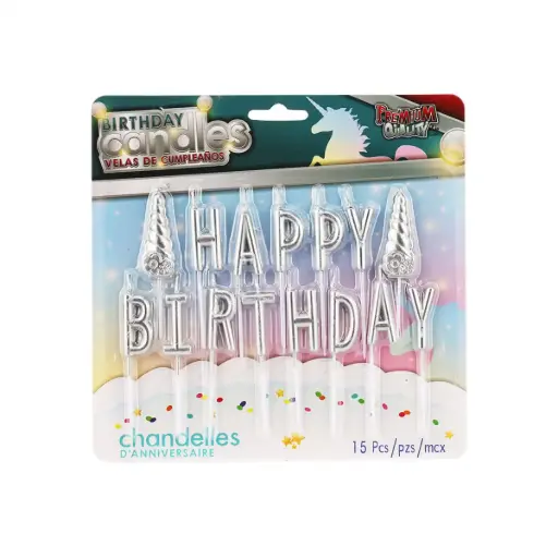 [100000011495/24421] Happy Bday Silver Candle