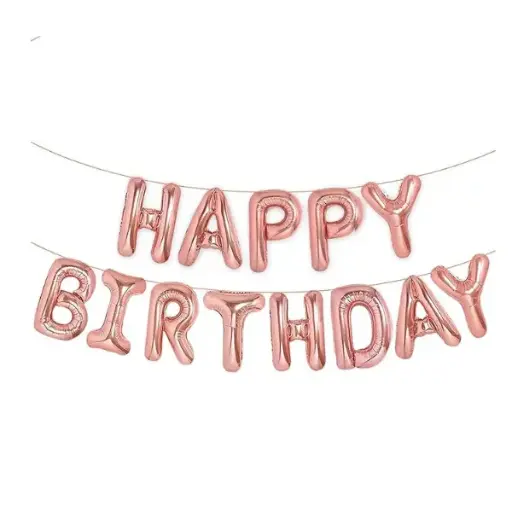 [00025395/T-090] Rose Gold Happy Birthday Foil Balloons Banner 18 Inch 
