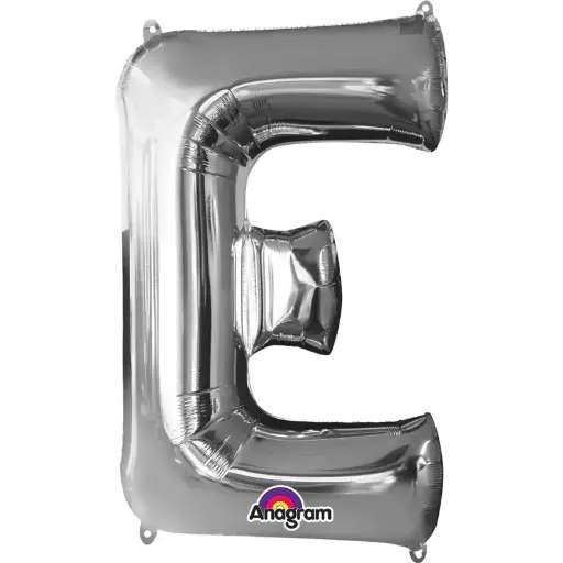 [100000012000/25426] Silver Letter E Foil Balloon 17 Inch
