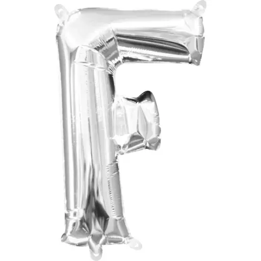 [100000012001] Silver Letter F Foil Balloon 17 Inch