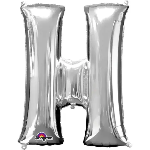 [100000012003] Silver Letter H Foil Balloon 17 Inch