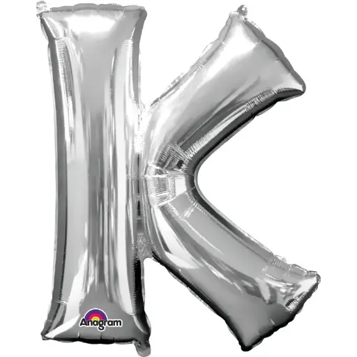 [100000012006/25532] Silver Letter K Foil Balloon 17 Inch