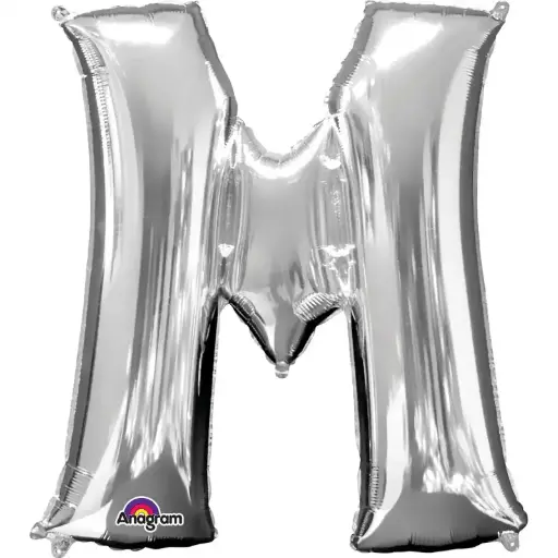 [100000012008] Silver Letter M Foil Balloon 17 Inch