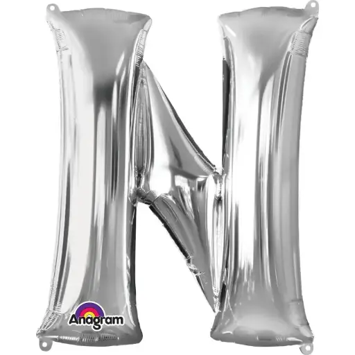 [100000012009/25535] Silver Letter N Foil Balloon 17 Inch