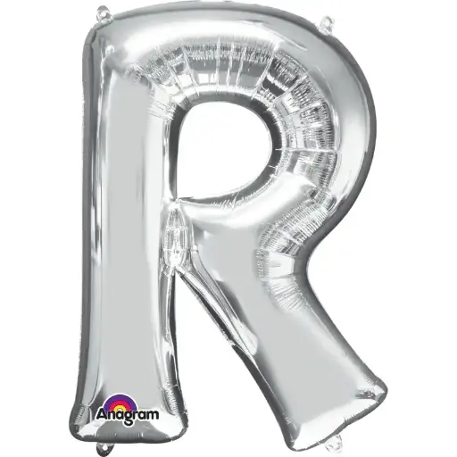 [100000012013] Silver Letter R Foil Balloon 17 Inch