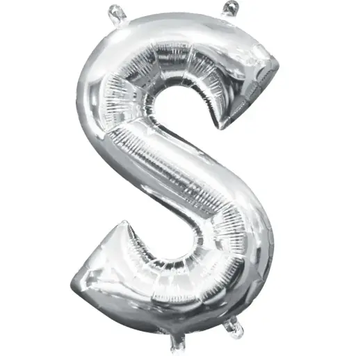 [100000012014] Silver Letter S Foil Balloon 17 Inch