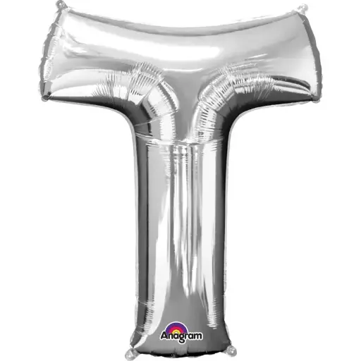 [100000012015/25541] Silver Letter T Foil Balloon 17 Inch