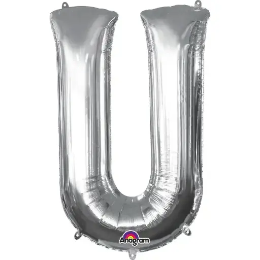 [100000012016/25542] Silver Letter U Foil Balloon 17 Inch