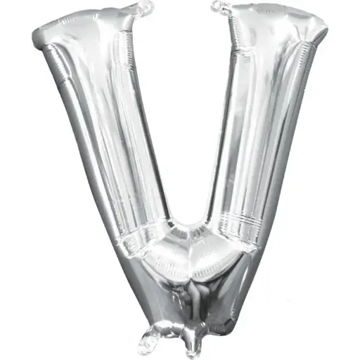 [100000012017/25543] Silver Letter V Foil Balloon 17 Inch